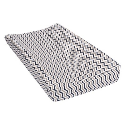 Trend Lab Deluxe Flannel Changing Pad Cover - Navy And Gray Chevron ...