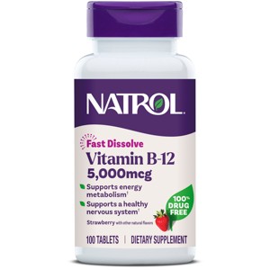 Natrol Vitamin B-12 Maximum Strength Fast Dissolve Energy Support Tablets - Strawberry - 100ct - 1 of 4