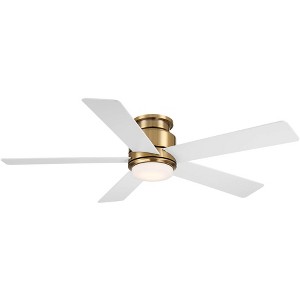 Casa Vieja 52" Grand Palm Modern Indoor Outdoor Ceiling Fan 5 Blade LED Light Remote Control Soft Brass Finish Bedroom Patio Hugger Damp Rated - 1 of 4
