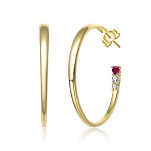 Guili Sterling Silver Colored Cubic Zirconia 3-Stone C-Hoop Earrings – A Stylish and Modern Accessory That Adds a Touch of Elegance to Any Look - 1 of 2