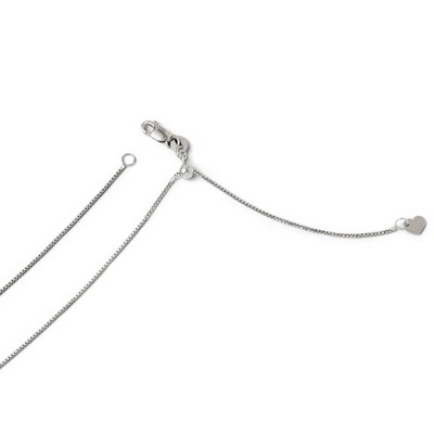 Black Bow Jewelry 0.8mm 14k White Gold Adjustable Box Chain Necklace