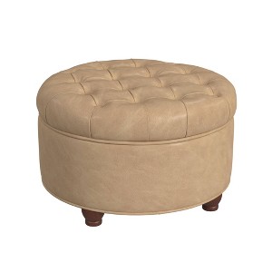 Large Tufted Round Storage Ottoman - HomePop - 1 of 4