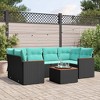 vidaXL 7 Piece Patio Sofa Set with Cushions Black Poly Rattan - Black and Blue - 2 of 4