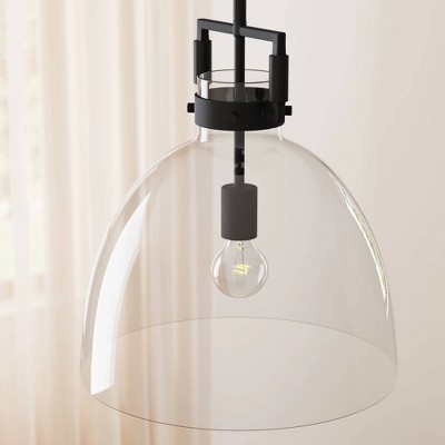 Black Glass Dome Pendant Light with Adjustable Cord