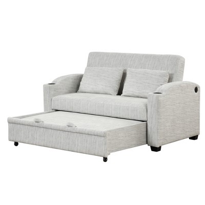 TiramisuBest 61.6" Pull Out Sofa Bed Modern Chenille Convertible Loveseat Sofa with Adjsutable Backrest, Modular Sectional Sofa with Storage