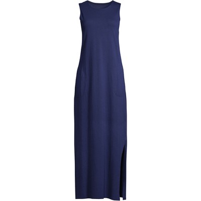Lands' End Women's Cotton Jersey Sleeveless Swim Cover-up Maxi Dress ...
