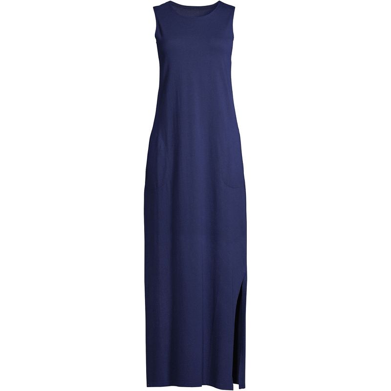 Lands' End Women's Cotton Jersey Sleeveless Swim Cover-up Maxi Dress, 3 of 5