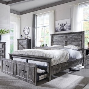 Mastgoal Queen Size Bed Frame with 51" Tall Headboard, 20" Roman Footboard, 2 Large Storage Drawers, No Box Spring Needed - 1 of 4
