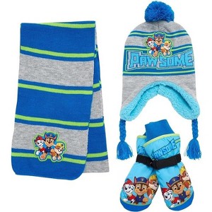 Paw Patrol Boys Winter Hat Set, 3 Piece Beanie Hat, Ski Mittens/Gloves, & Scarf, (Ages 2-7) - 1 of 4