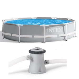 INTEX 10ft X 30in Prism Frame Pool Set with Filter Pump - 1 of 3