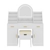 Racxily 47.2" Makeup Vanity with Mirror & Light, 3 Drawers with Storage Stool & Organizers for Bedroom, White - 2 of 4