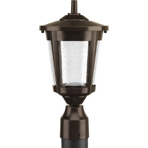 Progress Lighting East Haven 1-Light LED Outdoor Post Lantern in Antique Bronze with Seeded Glass Shade - 1 of 2