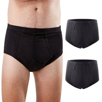 CARER 2-Pack Washable Incontinence Underwear for Men 6oz Absorbency Leak Proof Reusable Men's Incontinence Briefs