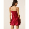 cheibear Womens 2 Piece Satin Sleep Nightgown Pajama Silky Cami Strap Nightdress - 3 of 4