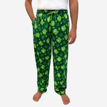 Men's Pizza Monster Print Food Themed Long Cotton Pajama Pant Bottoms