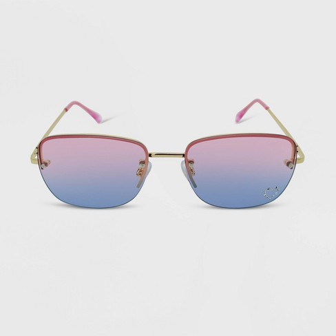 Women's Rhinestone Rimless Rectangle Sunglasses - Wild Fable™ Gold : Target