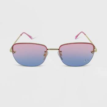 Women's Rhinestone Rimless Rectangle Sunglasses - Wild Fable™ Gold