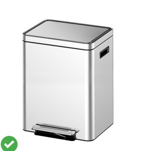 2 x 15L/2 x 18L/2 x 20L Trash Can Stainless Steel Dual Compartment Step-on Recycling Bin w/Soft-Close Lids & Removable Plastic Inner Buckets - 1 of 4