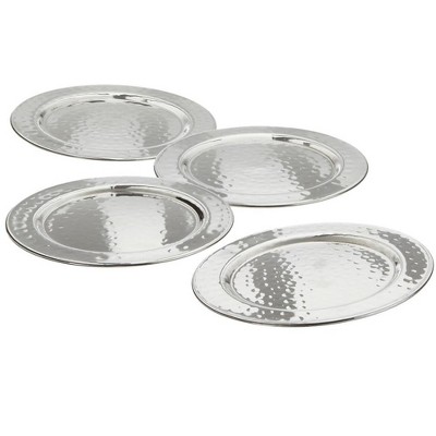 Elegance 4-Inch Hammered Stainless Steel Round Coaster Set