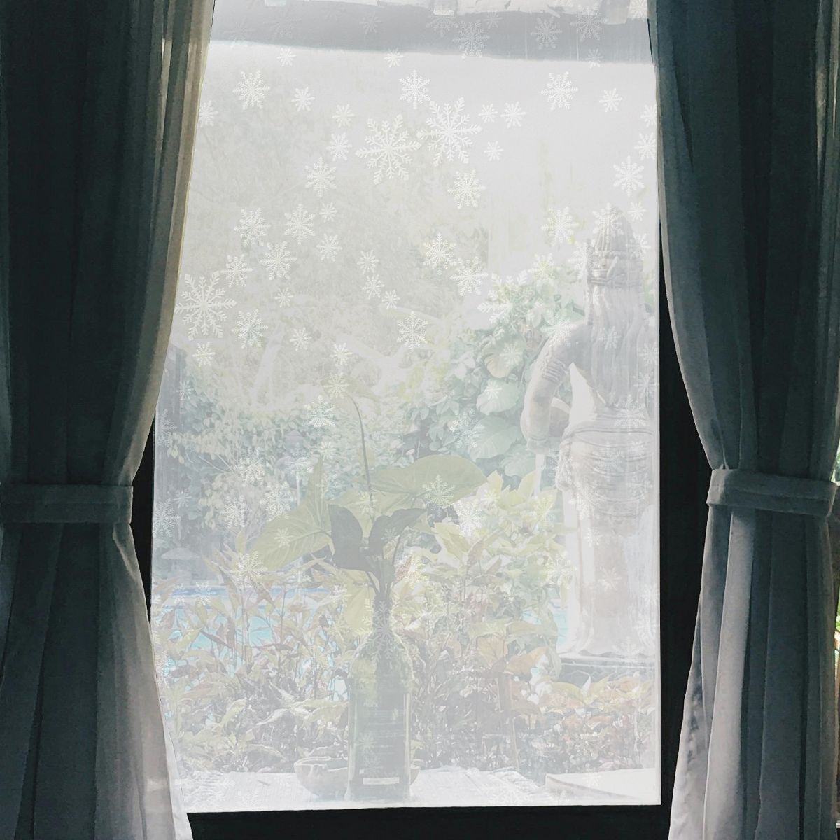 Unique Bargains Snow Pattern Window Privacy Film 39.37"L x 17.72"W Clear 1 Pc