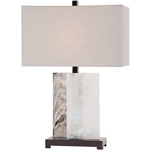 Uttermost Modern Table Lamp 26" High White Column Off-White Gray Linen Fabric Rectangular Shade for Living Room Bedroom House Home - 1 of 1