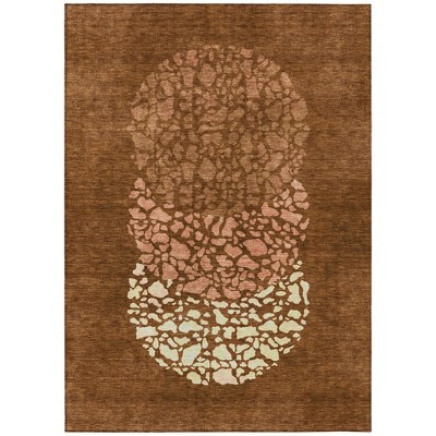 Orange Terra Cotta And Ivory Abstract Washable Indoor Outdoor Area Rug