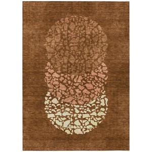 Orange Terra Cotta And Ivory Abstract Washable Indoor Outdoor Area Rug - 1 of 4