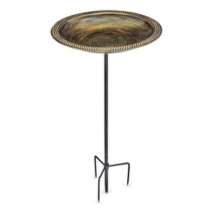 Good Directions 33" Beaded Copper Bird Bath & Garden Pole -  Aged Brass & Black - 1 of 4