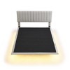 Queen-Size Velvet Upholstered Floating Platform Bed with Integrated Headboard and Sensor Light - 3 of 4