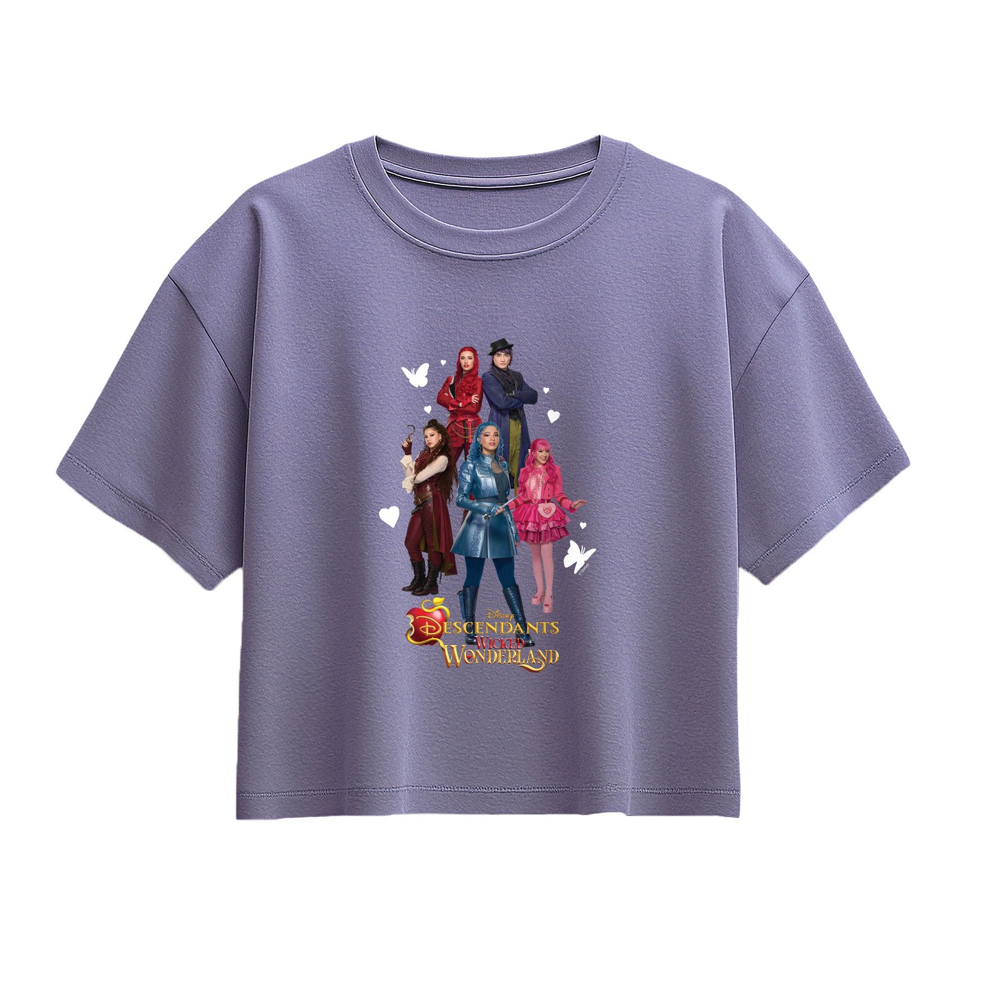 Футболка Descendants: Wicked Wonderland Character Collage Short Sleeve Boxy Graphic T-Shirt - Periwinkle для девочек — фото 1