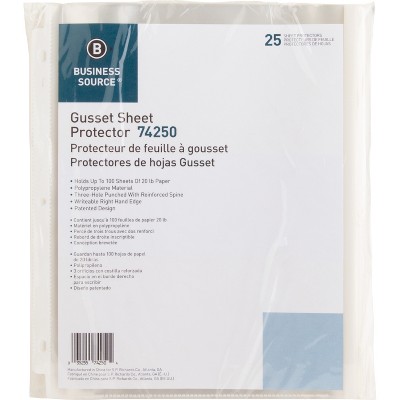 Business Source Sheet Protectors Heavyweight 100-Sht Cap 8-1/2" 25/PK CL 74250
