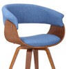 Armen Living,Summer Mid-Century Chair in Blue Fabric with Walnut Wood Finish - 4 of 4