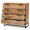 Reid Wood and Metal 4 Drawer Dresser Oak/Black - Baxton Studio: Contemporary Bedroom Storage, Minimalist Design - 2 of 4