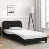 vidaXL Twin XL Luxurious Faux Leather Bed Frame with LED Lights and Headboard Cushion - Sleek Black Modern Bedroom Furniture - 3 of 4