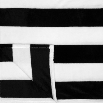 Black and White Striped Fleece Throw Blanket