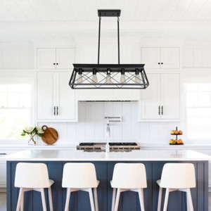 31"H Farmhouse 5-Lights Vintage Metal Pendant Light, Adjustable Metal Cage Chandeliers,Ceiling Lights Light Fixtures -The Pop Home - 1 of 4