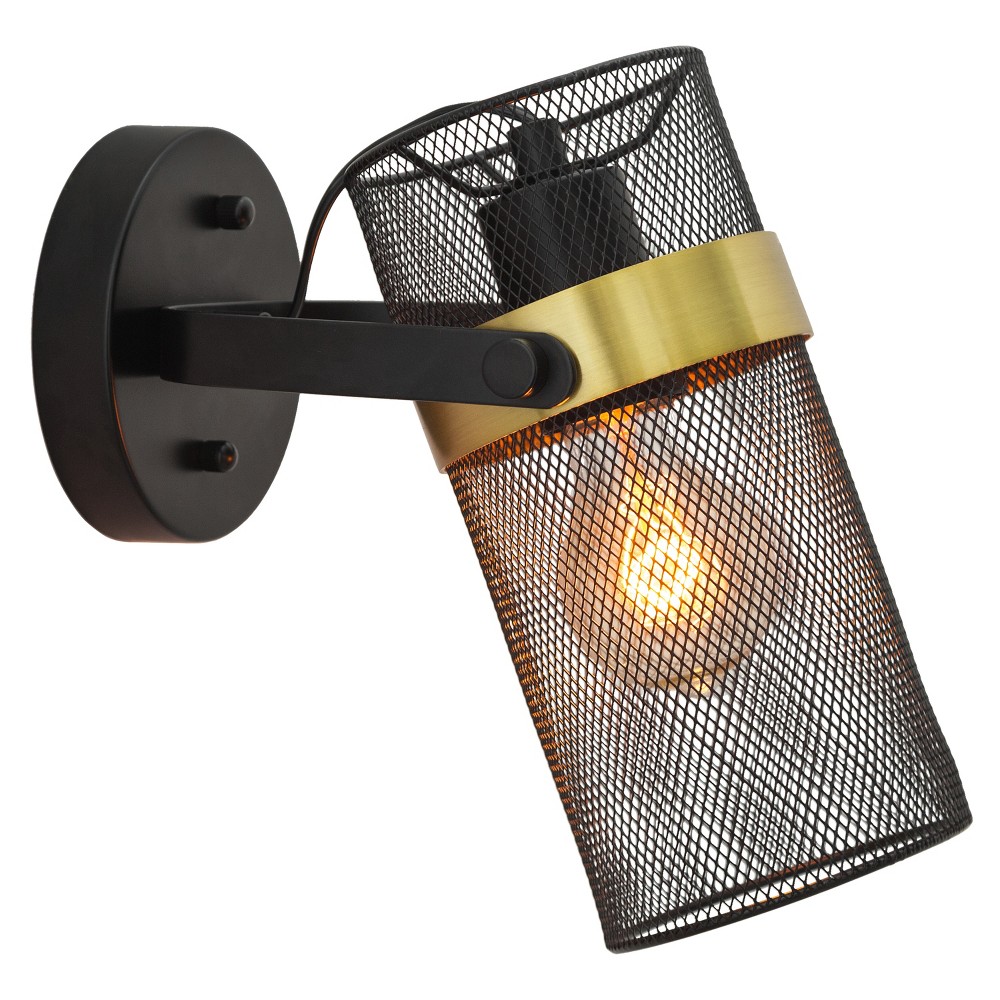 Photos - Light Bulb 12" Echo Painted Metal Mesh Drum Shade Wall Sconce Black - River of Goods