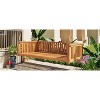 DOMETOUR TOPMAX Patio Minimalist Twin Size Garden Swing Bed Wood Porch Swing with Ropes for Backyard, Safe Sloped Design, Teak - 2 of 4