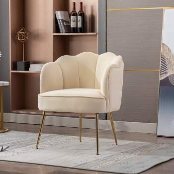 Modern Shell Shape Armchair Accent Chair With Gold Legs-ModernLuxe