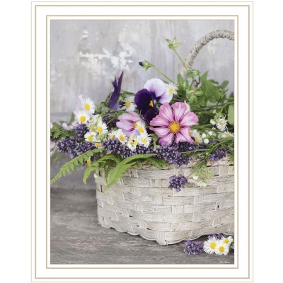 HomeRoots Fresh Garden Basket White Framed Print Wall Art