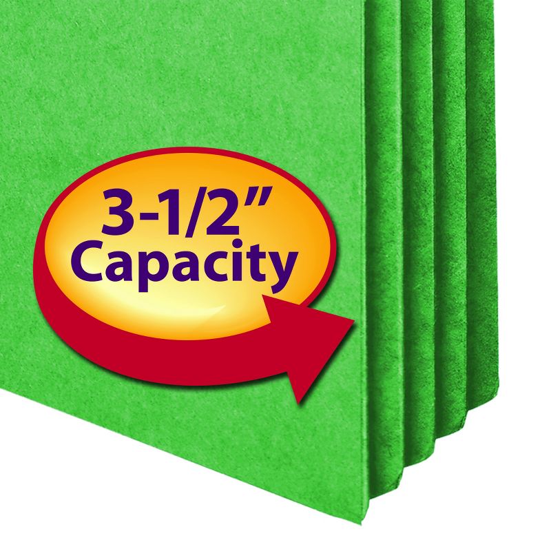 Smead File Pocket, Straight-Cut Tab, 3-1/2" Expansion, Legal Size, Green, 25 per Box (74226), 4 of 10