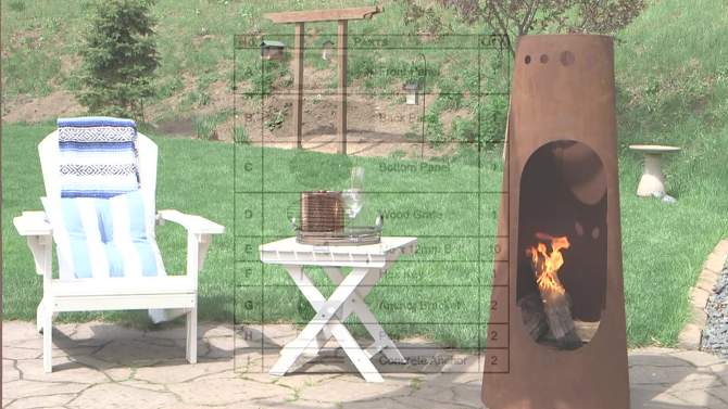 Sunnydaze Outdoor Backyard Patio Steel Santa Fe Wood-Burning Fire Pit Chiminea with Wood Grate - 50" - Rustic Finish, 2 of 12, play video