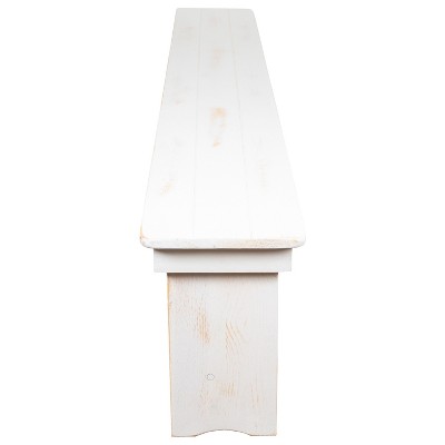 Antique Rustic White 40" Solid Pine Folding Farm Bench