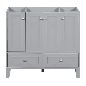 NicBex Bathroom Vanity without Countertop,Modern Style Bathroom Sink Vanity with 2 Drawers and 4 Soft Closing Doors,36" Bathroom Sink Cabinet,Gray - 1 of 4