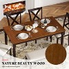 AMERLIFE Farmhouse 6-Piece Dining Table Set, Solid Wood Table, 4 Upholstered Chairs and Bench - 3 of 4