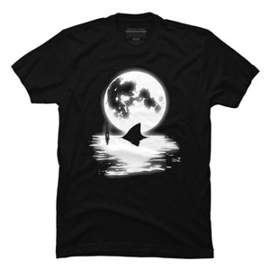 Men's Design By Humans Shark full moon graphic By Udezigns T-Shirt - 1 of 4
