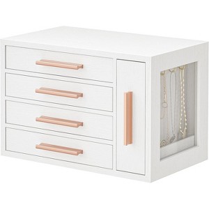 4-Layer Jewelry Organizer Box, Wooden Jewelry Organizer with Transparent Window - 1 of 4