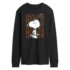 Men's - Peanuts - Boo Snoopy Scared Long Sleeve Graphic T-Shirt - 1 of 4
