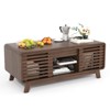 Buenhomino Mid-Century Modern Coffee Table – Wood Accent Table with Slatted Sliding Doors, Hidden Storage & Open Shelf for Living Room or Office - 4 of 4