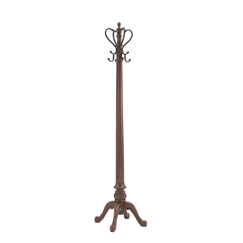 Photos - Display Cabinet / Bookcase Lucas Transitional 4 Triple Antique Brass Hooks Coat Rack Warm Nut Brown 